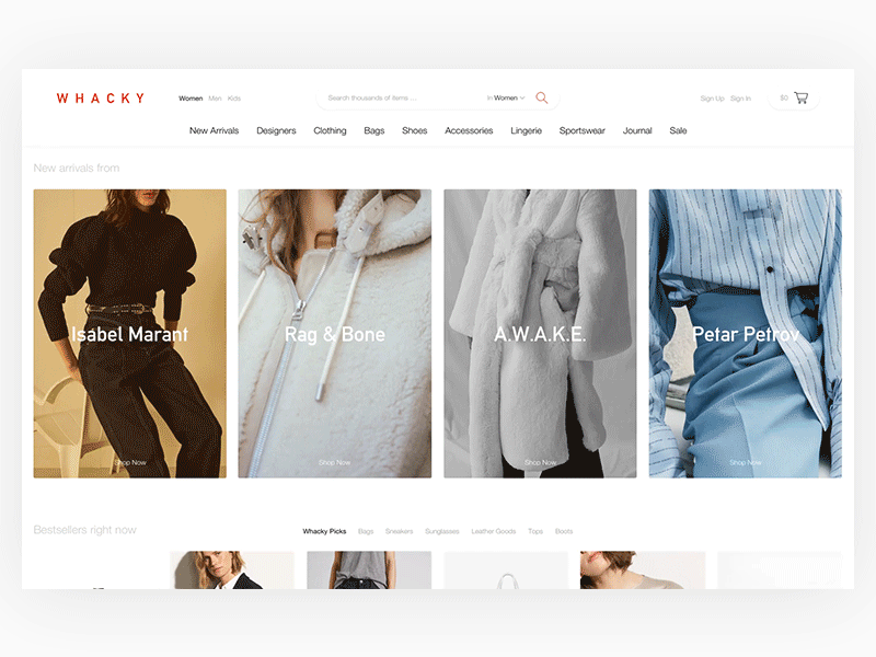 Whacky - Homepage Exploration clean commerce design e commerce ecommerce fashion fashion shop luxury minimal minimalism shop shopping ui uiux user experience user interface ux web shop webshop