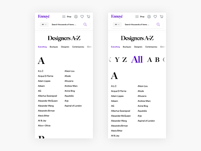 A-Z Designers Page clean commerce design e commerce ecommerce fashion minimal minimalism shop shopping simple ui user interface ux web web shop webshop