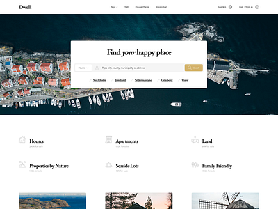 Dwell—Find Properties Exploration Part. 2 design e commerce ecommerce home home page home page design homepage housing minimal minimalism real estate simple ui