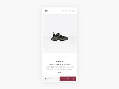 Urge Sneakers Product Page Exploration