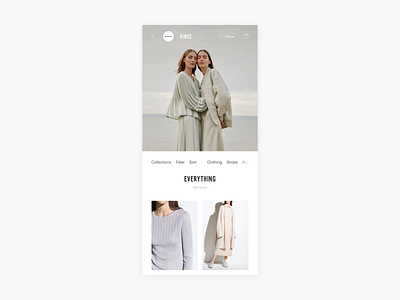 Designers Page + Collection Slide Up - E-commerce Exploration app clean commerce design e commerce ecommerce fashion minimal minimalism mobile shop shopping simple ui user interface ux webshop