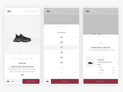 Select Size & Add To Bag - E-Commerce Exploration