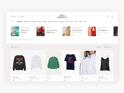 Zero Ambition Category Page Exploration - E-commerce