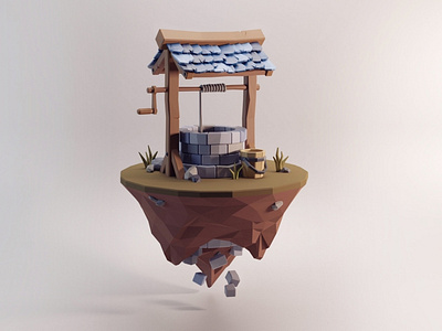 Low Poly Well 3d blender game art illustration lowpoly well
