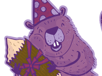 Happy Birthday Beaver!!! animal art beaver birthday card giftware happy illustration photoshop purple textures whimsical