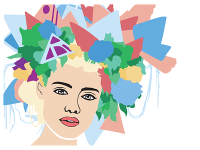 Floral Hair art colour creative design flowers girl graphic hair illustration illustrator lines portrait