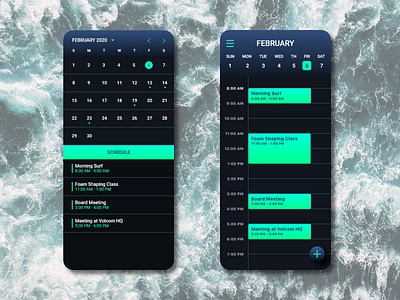 Calendar app for surfers