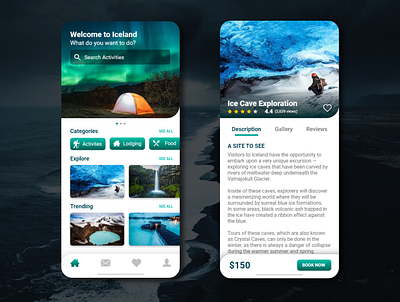 Iceland Travel App app appdesign design iceland travel travel app ui uidaily uidesign uidesigner uxdaily uxdesigner