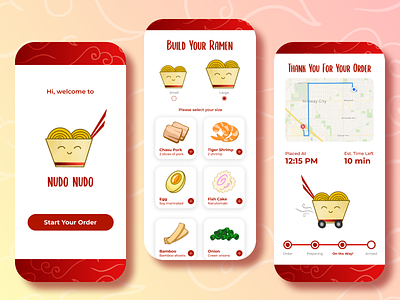 Ramen To Go App Concept app appdesign design foodapp illustration kawaii kawaii art ramen ui uidaily uidesign uidesigner uxdaily uxdesigner yelp