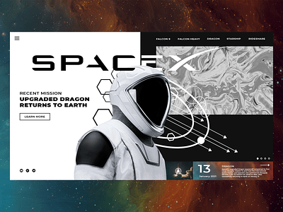 Space X Landing Page Redesign app appdesign astronaut design elonmusk landingpage landingpagedesign space spacex tesla ui uidaily uidesign uidesigner uxdaily uxdesigner