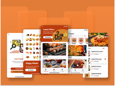 Happy Meals - Food Delivery App android app app design branding deliver delivery app delivery food design design app figma figmadesign food and drink food app foodie gofood order food ui ui design uiux userexperience userinterface