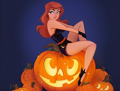 Hey There Pumpkin characterdesign halloween illustration pin up