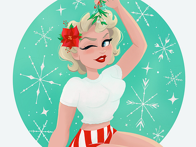 Mistletoe character design christmas holiday mistletoe pin up