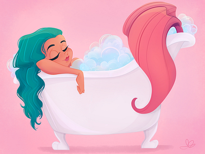 All the Bubbles bathtub bubbles character design illustration mermaid