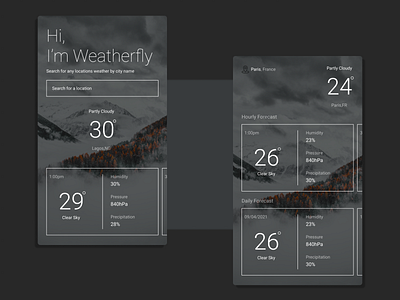 Weatherfly - A weather app design mobile ui uidesign uiux uiuxdesign weatherapp