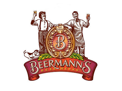 Beermann's Beerwerks Logo beer brewery dog identity illustration label logo packaging woodcut