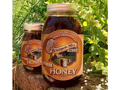 Bourbon Hill Bees Honey Labels bees design graphic honey label laurel mathe mystic packaging woodcut
