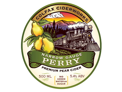 Colfax Ciderworks Perry label colfax design label laurel mathe mountain mystic pear perry railroad train