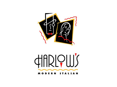 Harlow's Modern Italian logo art deco graphic identity laurel logo mathe mystic design