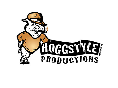 Hoggstyle Productions Logo graphic design grunge identity laurel logo mathe pig