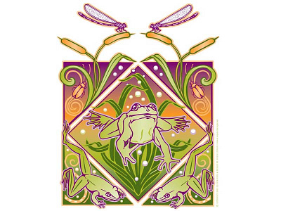 PARC Frogs Illustration art nouveau dragonfly frogs graphic design illustration laurel mathe nature