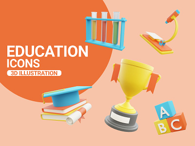 EDUCATION ICON 3D ILLUSTRATION 3d branding graphic design ui