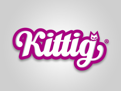 Kittig logo version 2.0 cat curvey illustration logo pink redesign tail vector