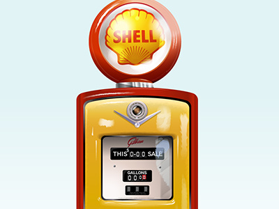50's style Shell petrol pump 50s gas illustration illustrator petrol pump shell vintage