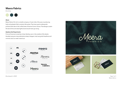 Meera Fabrics brand design brand identity brand strategy branding business cards colors design fabric fabric branding graphic design illustration letterhead logo logo design typography ui vector