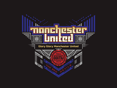 Glory Glory Manchester United designs esport football futuristic gaming ggmu icon identity illustration manchester united modern red devils robotic tshirt typography vectors