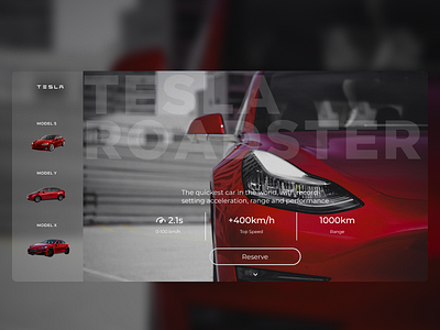 Tesla Roadster design red tesla typography ui web website