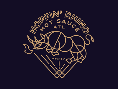 Hoppin' Rhino Hot Sauce illustration label mark rhino