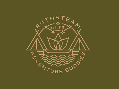 Ruthsteam Adventure Buddies Badge adventure campfire canoe constellation illustration tents