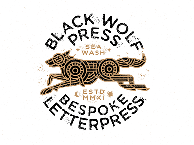 Black Wolf Press Lockup custom type illustration texture wolf