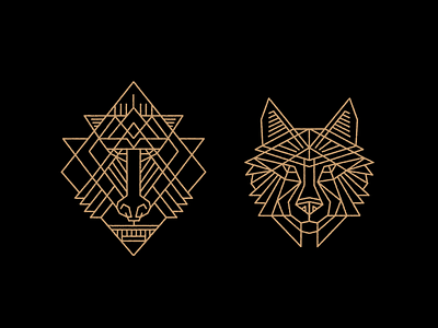 The baboon & wolf baboon illustration monoline wolf