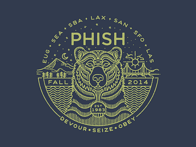 Phish Fall Tour Shirt bear illustration mono line monoline phish