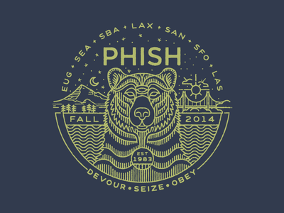 Phish Fall Tour Shirt bear illustration mono line monoline phish