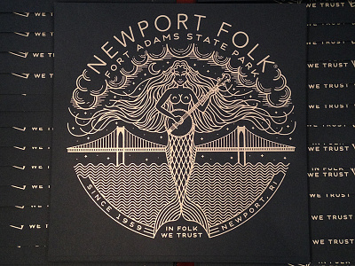 Newport Folk Festival art print banjo illustration mermaid newport sea