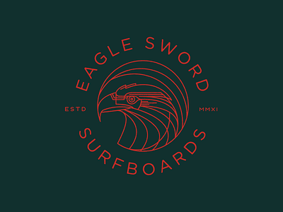 Eagle Sword Surfboards final eagle illustration logo mark wave