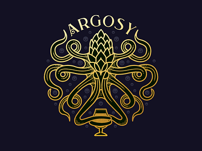 The Argosy logo bar hop illustration logo octopus