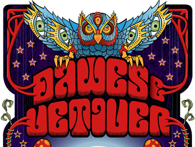 Dawes & Vetiver Poster concert eyes owl poster stars vector vines