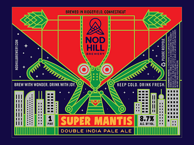 Nod Hill Super Mantis DIPA beer branding label mantis