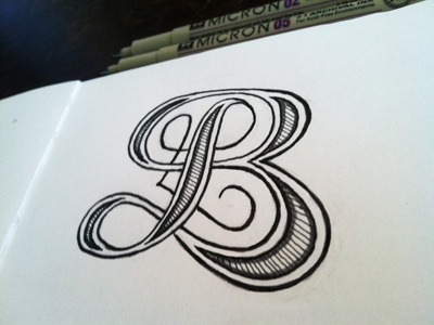 Letter B custom lettering hand drawn type typography