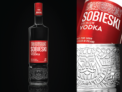 Sobieski Branding bottle illustration king label lion sobieski vodka