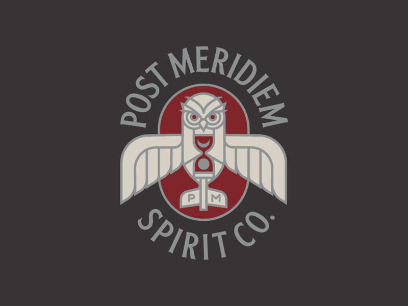 Post Meridiem Spirit Co. owl cocktail spirits logo