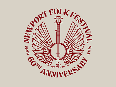 Newport Folk Festival Flying Banjo banjo flying illustration newport wings