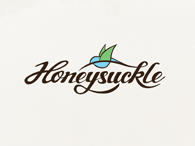 Honeysuckle Logo revise custom lettering hand drawn honeysuckle hummingbird texture type typography vector