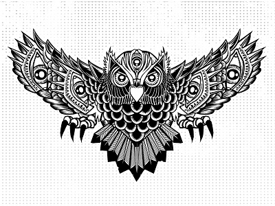 The New Seven-eyed Owl (WIP) eye hand drawn illustration owl texture