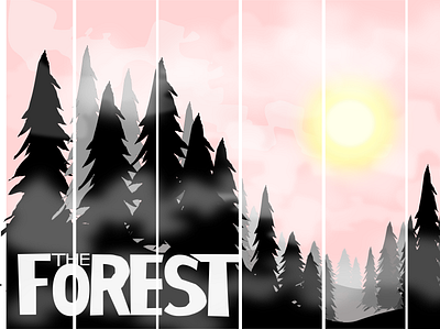 forest dark forest illustration lineart mapple moon oak