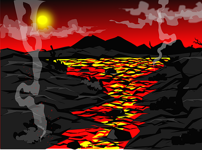 volcano disaster black design disaster fire graphic design illustration line art magma red rocks volcano